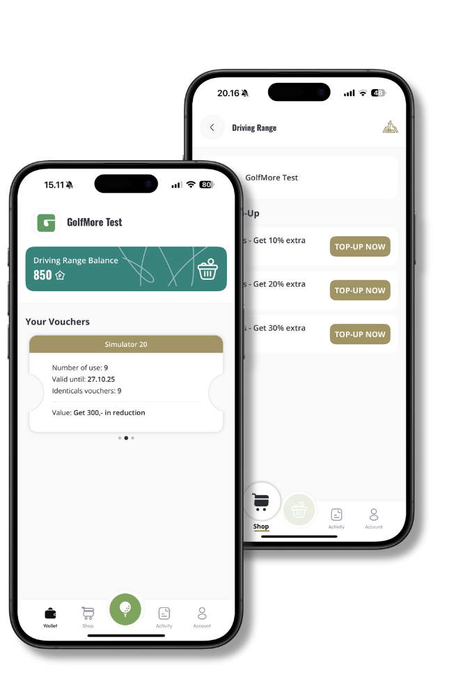 GolfMore app mockup